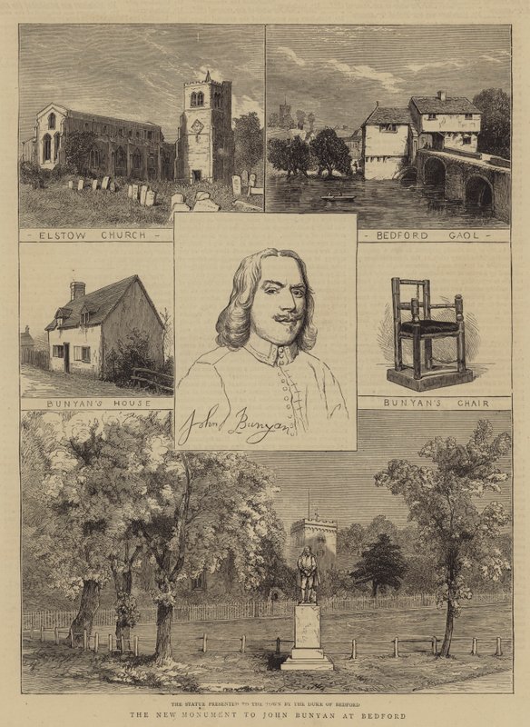O Novo Monumento a John Bunyan em Bedford (gravura) de English School