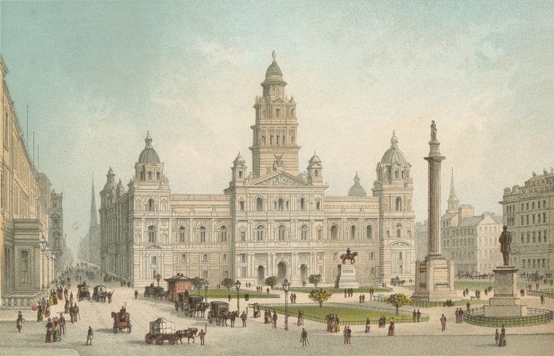 Os novos edifícios municipais, George Square - Glasgow de English School