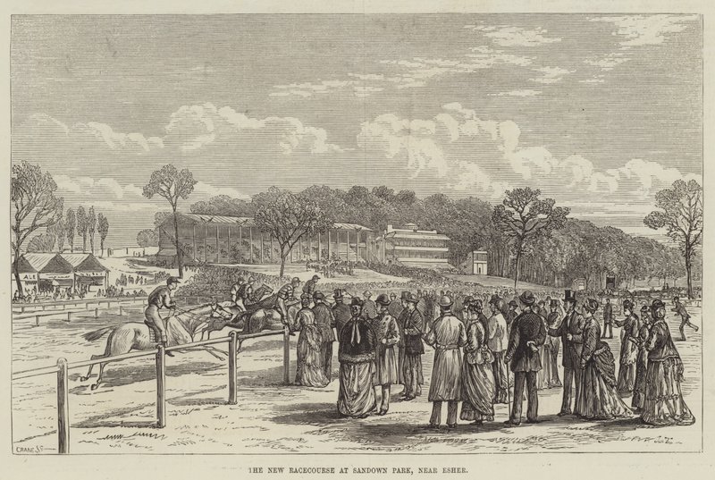O Novo Racecourse no Sandown Park, perto de Esher (gravura) de English School