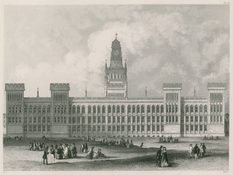 O novo escritório de registros, edifícios de Rolls de English School