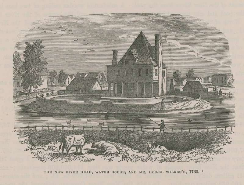 O New River Head, o Water House e o Sr. Israel Wilkess, 1730 de English School