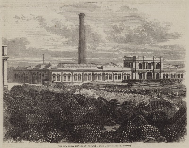 A Nova Fábrica de Conchas em Woolwich (gravura) de English School