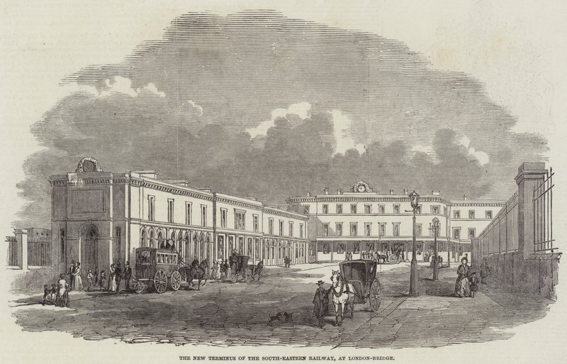 O Novo Terminal da Ferrovia do Sudeste, em Londres-Bridge (gravura) de English School