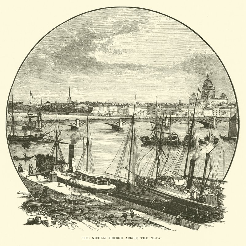 A ponte de Nicolai através do Neva de English School