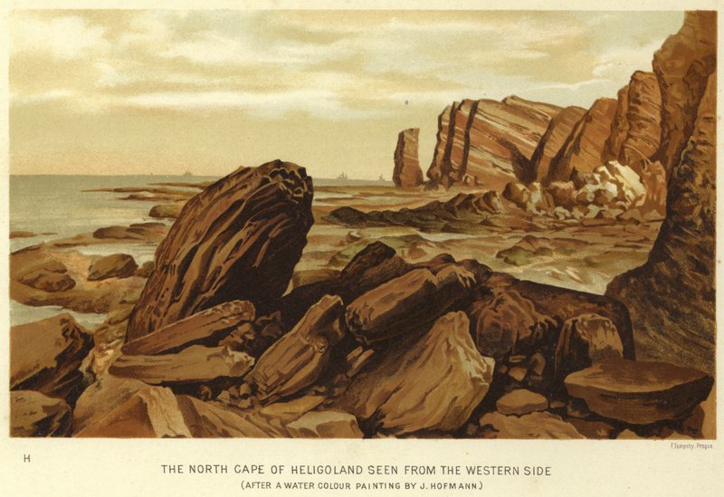 O cabo norte de Heligoland visto do lado ocidental de English School