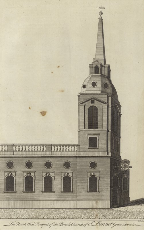 A North West Prospect da Igreja Paroquial de St Benet Gracechurch, Londres de English School