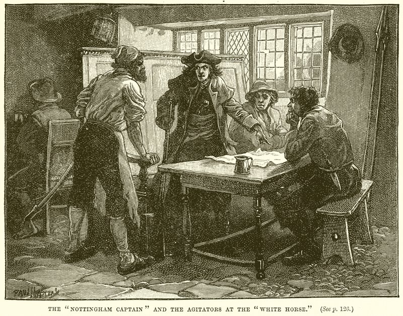 O capitão de Nottingham e os agitadores no cavalo branco de English School