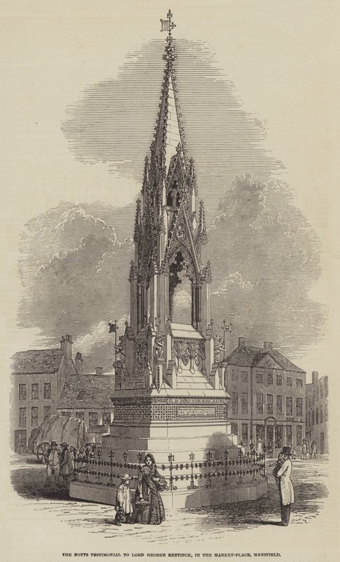 O testemunho de Notts a Lord George Bentinck, no Market-Place, Mansfield (gravura) de English School