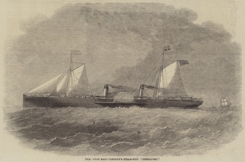 O navio a vapor "Connaught" da Ocean Mail Company (gravura) de English School