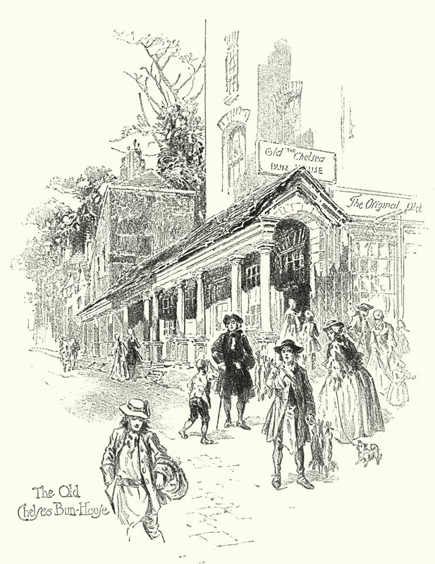 A velha Chelsea Bun-House (litho) de English School