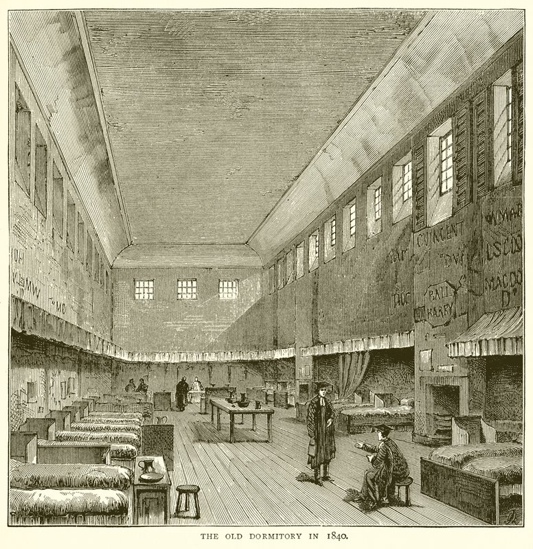 O antigo dormitório em 1840 de English School