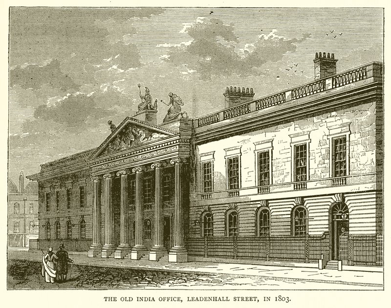 O antigo escritório da Índia, Leadenhall Street, em 1803 de English School