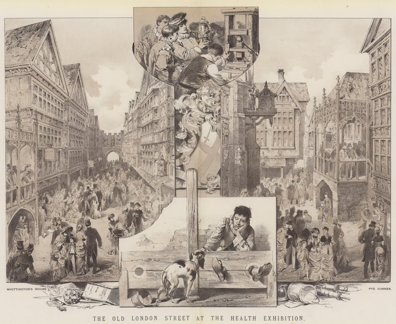 The Old London Street at the Health Exhibition (cor litho) de English School