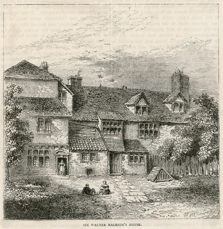 O Old Pied Bull (traseira), casa de Sir Walter Raleighs de English School