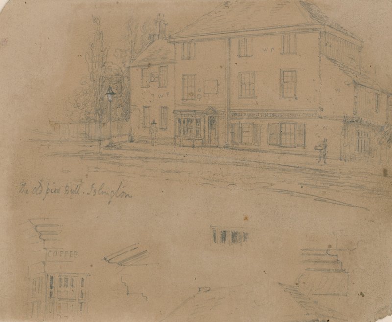 O Old Pied Bull Inn, Islington (tinta no papel) de English School