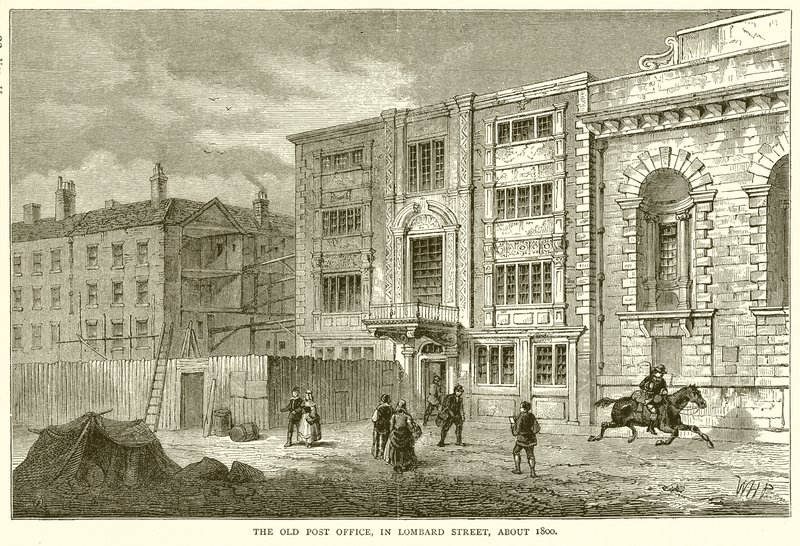 The Old Post Office, na Lombard Street, cerca de 1800 de English School