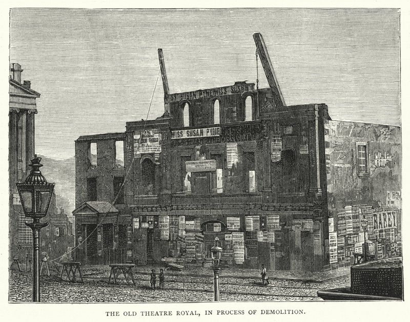 The Old Theatre Royal, em Processo de Demolição (gravura) de English School
