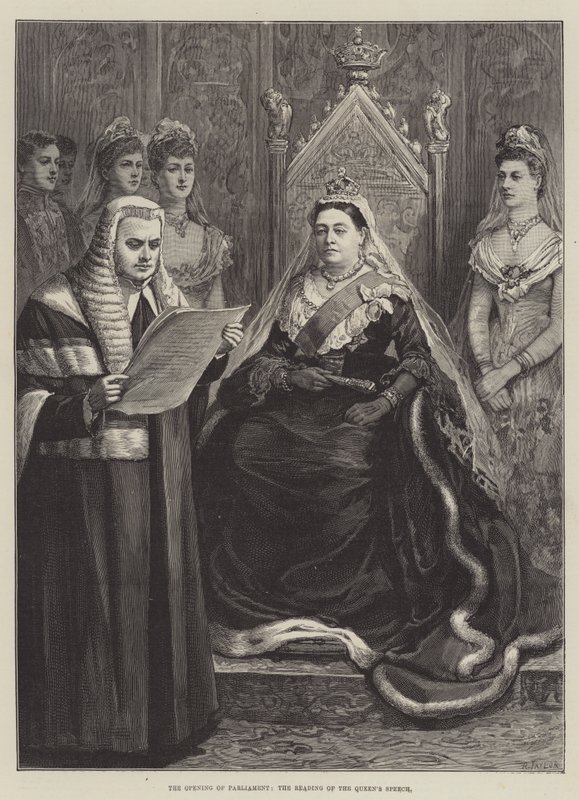 A Abertura do Parlamento, a Leitura do Discurso da Rainha (gravura) de English School