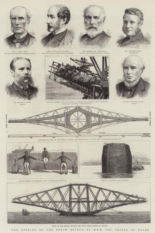 A Abertura da Ponte da Forth por HRH o Príncipe de Gales (gravura) de English School