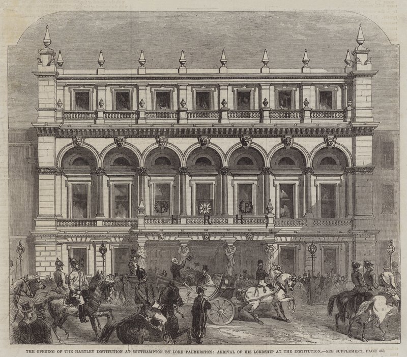 A Abertura da Instituição Hartley em Southampton por Lord Palmerston, Chegada de Sua Senhoria à Instituição (gravura) de English School