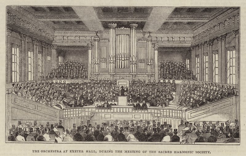 A Orquestra em Exeter Hall, durante o Encontro da Sociedade Harmônica Sagrada de English School