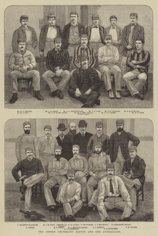 The Oxford University Eleven and the Australians (gravura) de English School