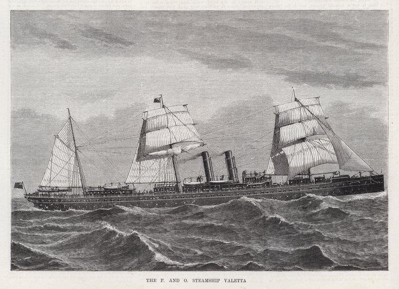 A Valetta P e O Steamship (gravura) de English School