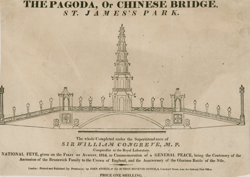 O pagode, ou ponte chinesa, St Jamess Park, Londres de English School