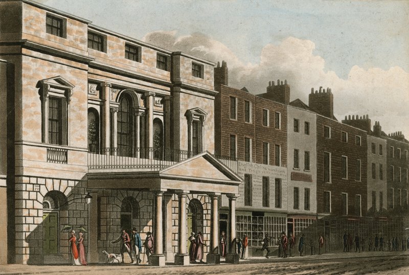 A fachada palladiana e o pórtico de entrada do Panteão em 1814 de English School