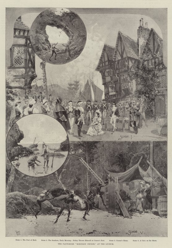 O Pantomime "Robinson Crusoe", no Liceu (Litho) de English School