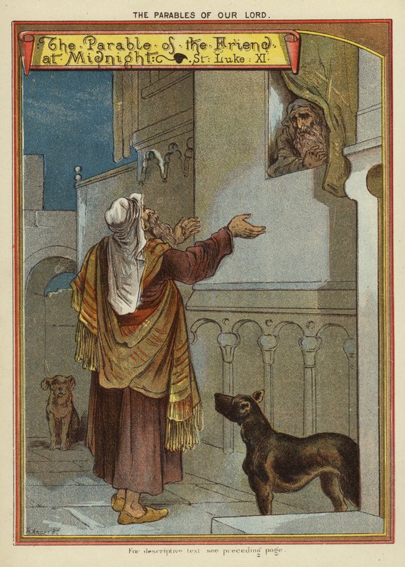 As Parábolas de Cristo: A Parábola do Amigo à Meia-Noite (chromolitho) de English School
