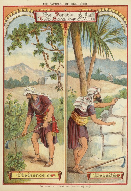 As Parábolas de Cristo: A Parábola dos Dois Filhos (chromolitho) de English School