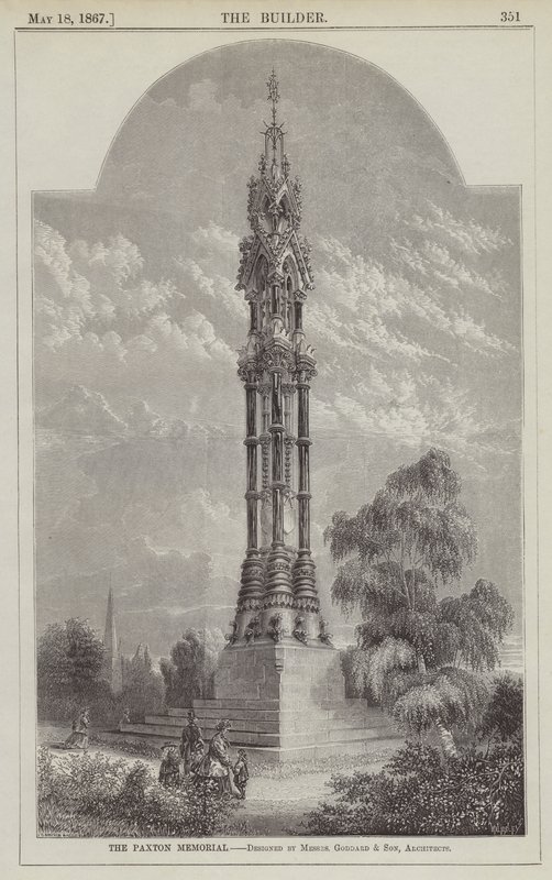 O Memorial Paxton, desenhado por Goddard e Filho, Arquitectos (gravura) de English School