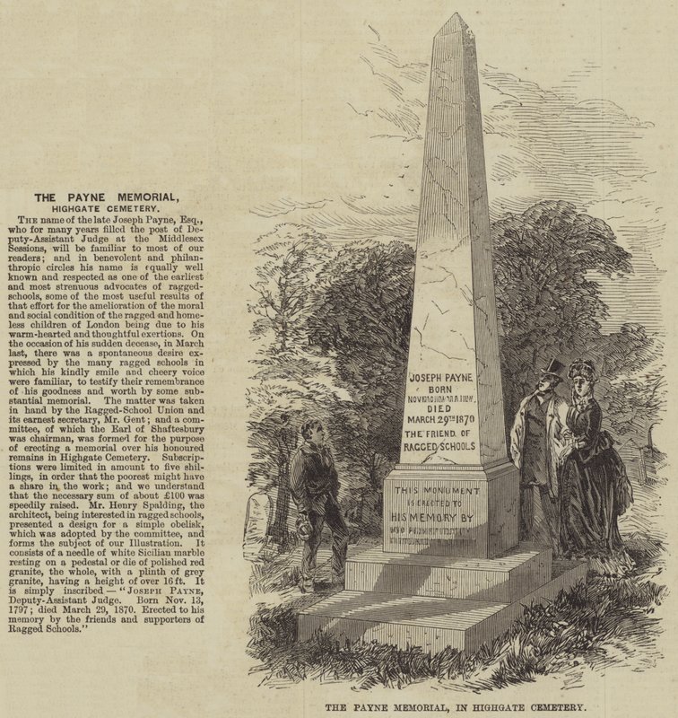 O Memorial Payne, no cemitério de Highgate (gravura) de English School