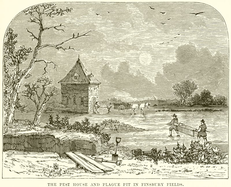 A casa de pragas e Pit Peste em campos de Finsbury de English School