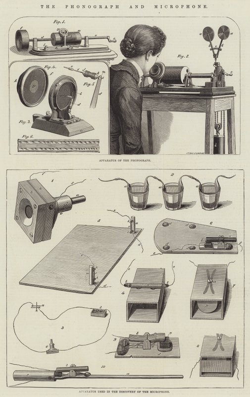 O Fonógrafo e o Microfone (gravura) de English School