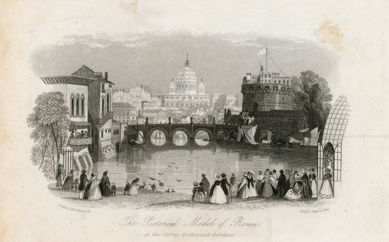 O modelo pictórico de Roma e os jardins zoológicos de Surrey de English School