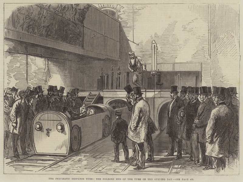 O Tubo de Despacho Pneumático, o Fim Holborn do Tubo no Dia da Abertura (gravação) de English School