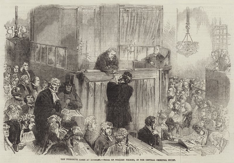 Os casos de envenenamento em Rugeley, julgamento de William Palmer, no Tribunal Criminal Central de English School