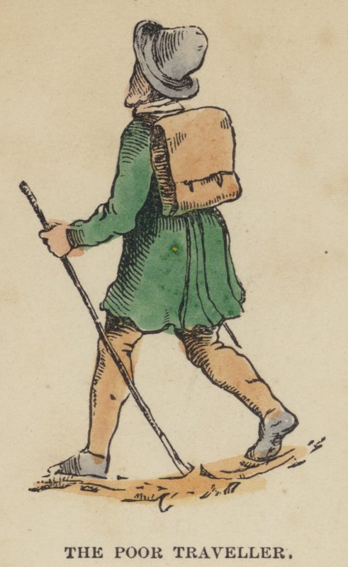 The Poor Traveller (gravura colorida) de English School