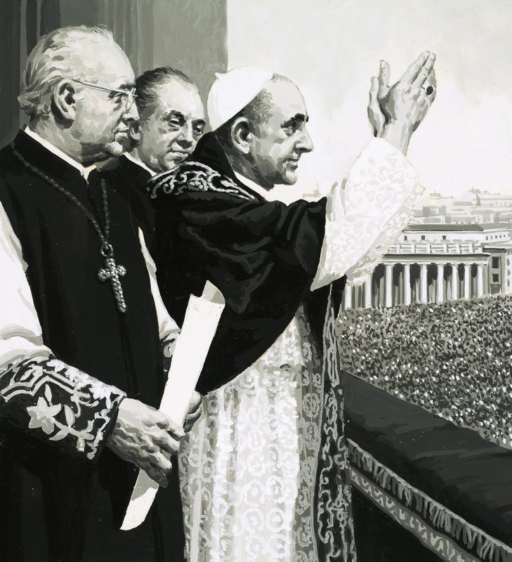 O papa, acenando para as multidões de English School