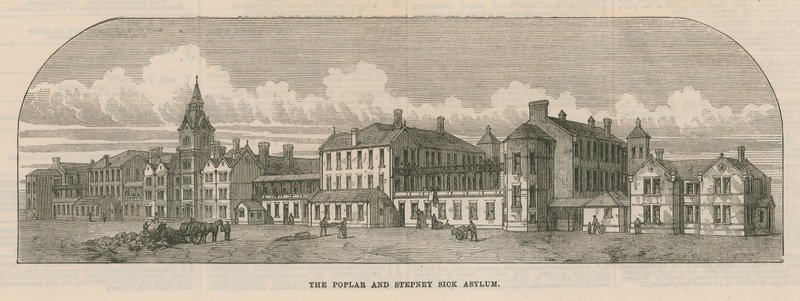 O poplar e Stepney Sick Asylum em Bromley por Bow de English School
