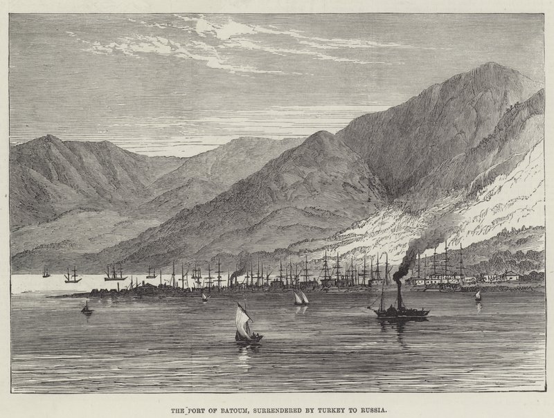 O Porto de Batoum, rendido pela Turquia à Rússia (gravura) de English School