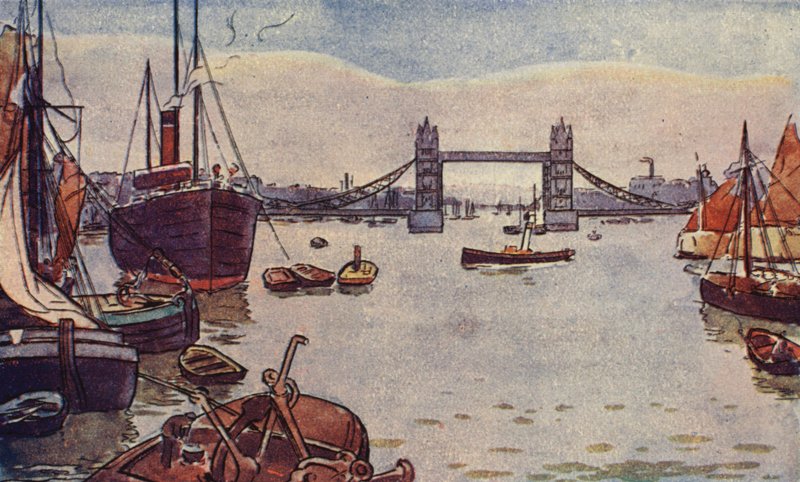 O Porto de Londres (cor litho) de English School