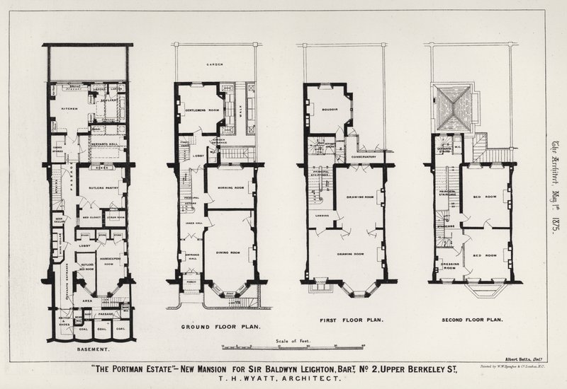 "The Portman Estate", Nova Mansão para Sir Baldwyn Leighton, Baronet, No 2, Upper Berkeley Street (gravura) de English School