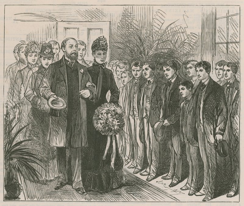 O Príncipe e Princesa de Gales abrindo o Instituto dos Trabalhadores Trabalhadores, Whitechapel de English School