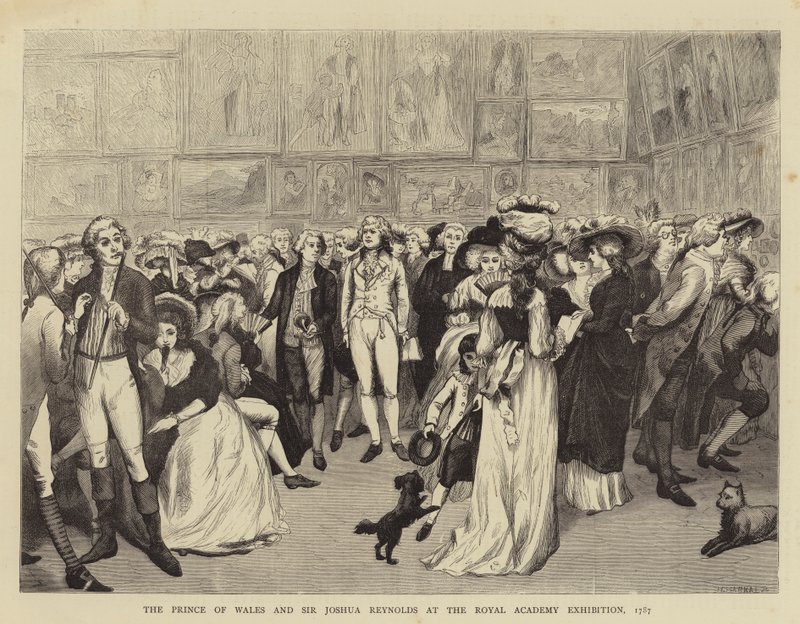 O Príncipe de Gales e Sir Joshua Reynolds na Exposição da Academia Real de English School