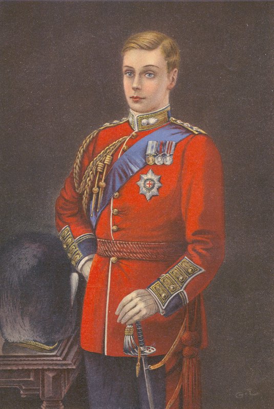 O Príncipe de Gales com o uniforme dos Grenadier Guards (litografia a cores) de English School