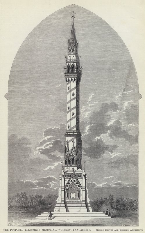 The Proposed Ellesmere Memorial, Worsley, Lancashire (gravura) de English School