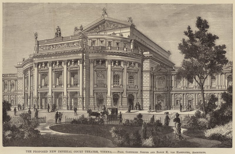 A Proposta do Novo Teatro da Corte Imperial, Viena (gravura) de English School